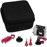 Fotodiox Pro GoTough CamCase Double, Red Kit ? GoTough Carrying Case and Aluminum Metal Accessories for Two GoPro Cameras (GoTough CamCase Double, Medium and Short Thumbscrews, Ext