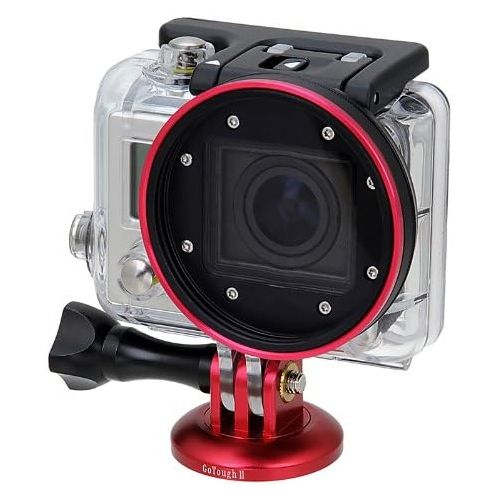  GoTough Red Tripod Adapter Version 2 ? Metal 1/4”-20 Tripod Adapter Compatible with GoPro HERO3, HERO3+, HERO4, HERO5, HERO6, HERO7 2-Prong Mounting System - by Fotodiox Pro