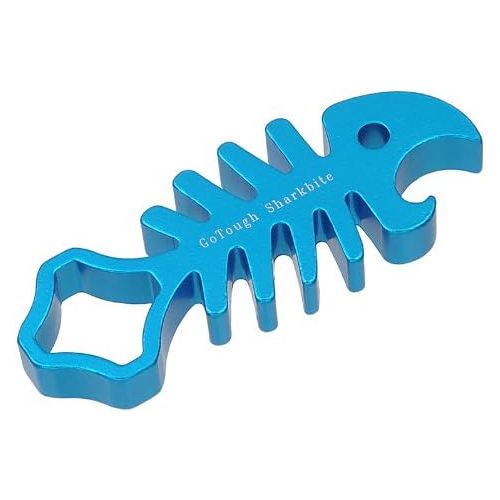  Fotodiox Pro GoTough SharkBite - Blue Aluminum Metal GoTough Wrench for Tightening GoPro Mounting Knobs, Screws and Bolts; Shark Styled Wrench with Bottle Opener - for Sport Camera