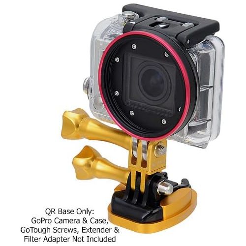  Fotodiox GoTough Gold QR Mount with Pilot Holes ? All Metal, Versatile Quick Release Plate with 1/4”-20 Tripod Screw and Pilot Holders Compatible with GoPro HERO3, HERO3+, HERO4, HERO5, HER