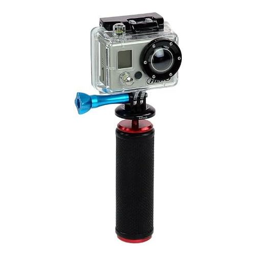  Fotodiox Pro GoTough Wedge - Black Aluminum Metal (Red Handles) Stabilizing Grip System Compatible with GoPro Hero 1/2/3/3+/4/5/6/7 and Other Action Cameras