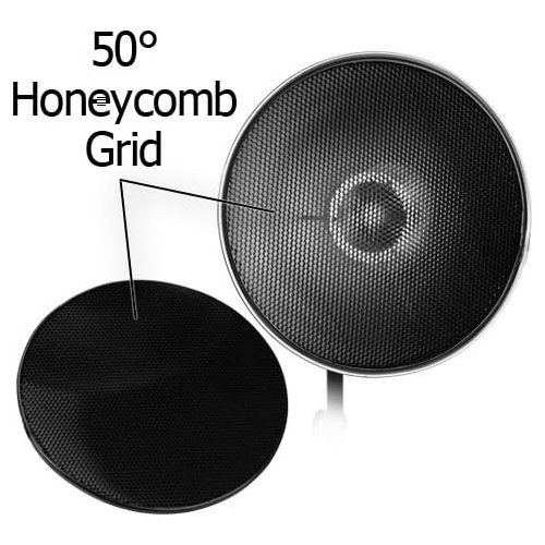  Fotodiox Pro Beauty Dish 28 with Honeycomb Grid and Speedring for Photogenic Studio Max Strobe Light & More