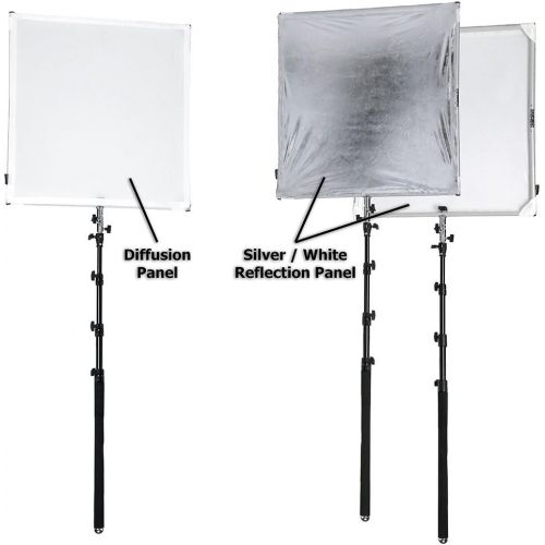  Fotodiox Pro Studio Solutions 100cm x 150cm (39.5in x 59in) Sun Scrim - Collapsible Frame Diffusion & SilverWhite Reflector Kit with Handle and Carry Bag