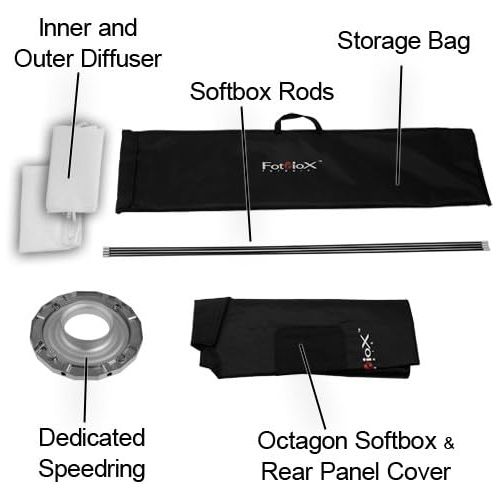  Fotodiox Pro New Soft Box, Black (SBX-Stnd-Photogenic-12x56-Kit)