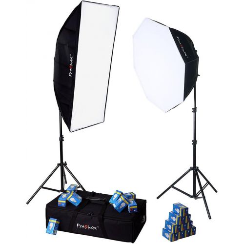  Fotodiox LED-955 Compact Studio Continuous 2-Light LED Softbox Lighting Kit for Film, Video and Photography; Ideal for One to Two Person Portrait, or Small to Medium Tabletop Setup