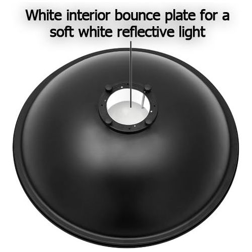  Fotodiox Pro 28in (70cm) All Metal Beauty Dish with Comet Insert - Soft White Interior