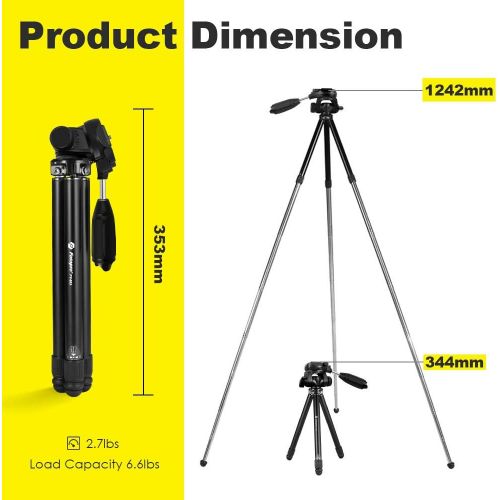  [아마존 핫딜]  [아마존핫딜]Fotopro Camera Tripod, 48.9 Inch Phone Tripod with Smartphone Tripod Mount/Bluetooth Remote/Quick Release Plate, Camera Stand for DSLR Camera Samsung Huawei iPhone X