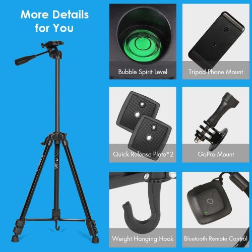  [아마존 핫딜]  [아마존핫딜]Fotopro Stativ, 162cm/62.77 Zoll Kamera Stative leicht kompakt Smartphone Stativ Tripod Baustativ aus Aluminium mit 3-Wege-Neiger Fernausloeser fuer iPhone Canon DSLR Samsung, Kreuzl