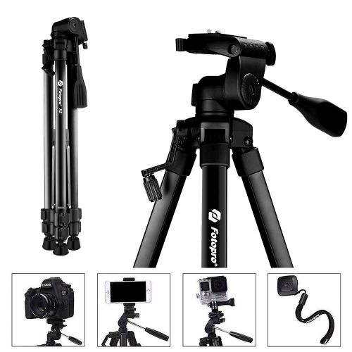  [아마존 핫딜]  [아마존핫딜]Fotopro Stativ, 162cm/62.77 Zoll Kamera Stative leicht kompakt Smartphone Stativ Tripod Baustativ aus Aluminium mit 3-Wege-Neiger Fernausloeser fuer iPhone Canon DSLR Samsung, Kreuzl