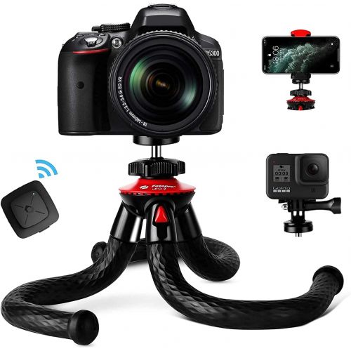  Tripod for iPhone, Fotopro Flexible Camera Tripod with Remote for iPhone 12 XS,Samsung, Waterproof and Anti-Crack Phone Tripod Stand for GoPro, Portable Travel Tripod for Live Stre