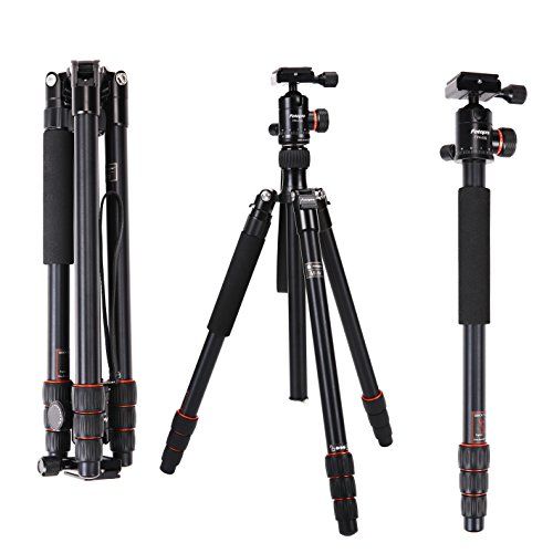  Fotopro Camera Tripod, 53.5 Inch Alluminum Tripod，Professional Travel Tripod with Ball Head，Compact for DSLR Tripod Monopod Camera Nikon/Sony/Canon,Black