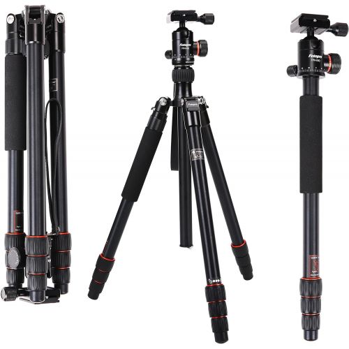  Fotopro Camera Tripod, 53.5 Inch Alluminum Tripod，Professional Travel Tripod with Ball Head，Compact for DSLR Tripod Monopod Camera Nikon/Sony/Canon,Black