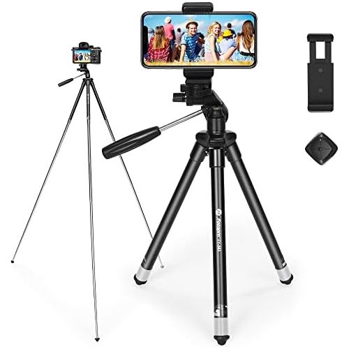  Fotopro Phone Tripod Stand, 40 inches Lightweight Travel Tripod for iPhone with Remote Control, Aluminum Compact Camera Tripod for Nikon, Samsung, Huawei, Vlog Tripod for Tiktok Yo