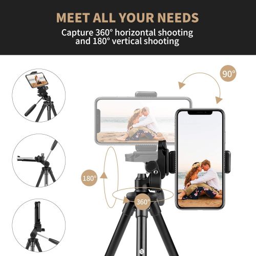  Fotopro Phone Tripod Stand, 40 inches Lightweight Travel Tripod for iPhone with Remote Control, Aluminum Compact Camera Tripod for Nikon, Samsung, Huawei, Vlog Tripod for Tiktok Yo