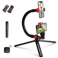 Fotopro Flexible Phone Tripod Rig, Waterproof Smartphone Tripod for Video Vlogging Live Streaming Filming Recording, with Bluetooth Remote Control for iPhone Samsung
