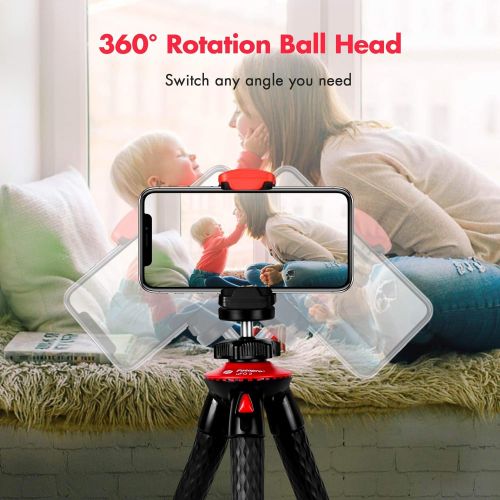  Tripod for iPhone, Fotopro Flexible Camera Tripod with Remote for iPhone 12 XS,Samsung, Waterproof and Anti-Crack Phone Tripod Stand for GoPro, Portable Travel Tripod for Live Stre