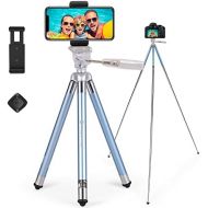 Fotopro Tripod for iPhone, 39.5 Inch Phone Tripods, Lightweight Tripod with Bluetooth Remote/Smartphone Mount, Portable Tripod for Samsung, Huawei (Blue)