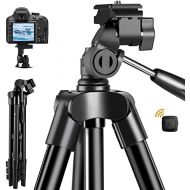 Fotopro Phone Tripod, 48 Camera Tripod with 3-Way Head, Lightweight Aluminum Tripod for iPhone, Samsung, 1/4’’ Screw Travel Tripod with Wireless Remote for DSLR Camera, Canon, Sony