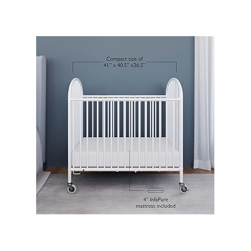  Foundations Pinnacle Steel Folding Crib, Portable Baby Crib with 4