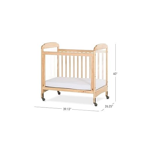  Foundations Serenity 3-Panel Clearview Compact Crib, Fixed-Side, Natural Wood