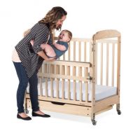 Foundations Compact SafeReach Crib w Adjustable Mattress Board - Clearview-Natural