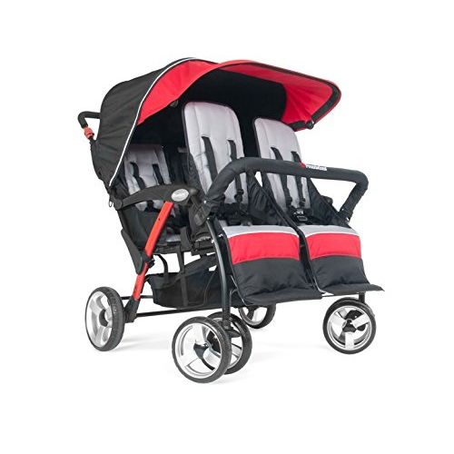  [아마존베스트]Foundations Infant Toddler Sport Splash 4 Passenger Quad Stroller - Red