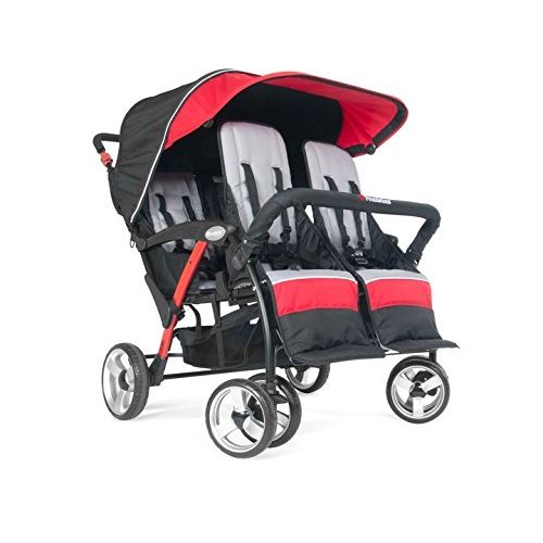  Foundations Infant Toddler Sport Splash 4 Passenger Quad Stroller - Red