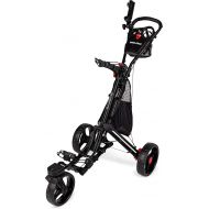 [아마존베스트]Founders Club Swerve 3 Wheel Push Pull Golf Cart for Walking Free Umbrella Holder and Storage Bag