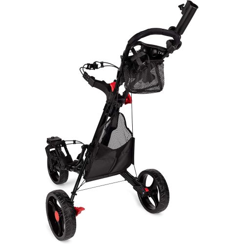  [아마존베스트]Founders Club Swerve 3 Wheel Push Pull Golf Cart for Walking Free Umbrella Holder and Storage Bag