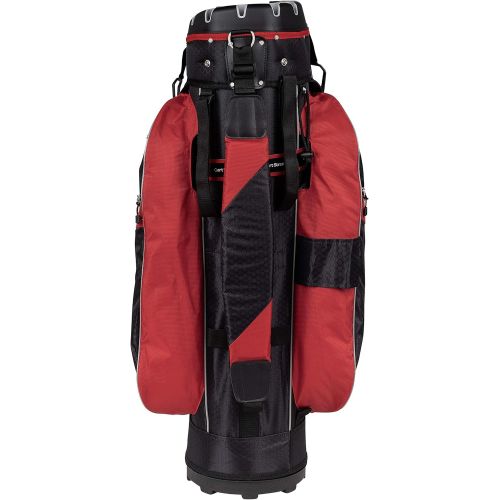  Founders Club Premium Cart Bag with 14 Way Organizer Divider Top (Black Red)