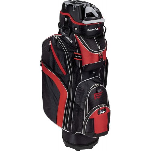  Founders Club Premium Cart Bag with 14 Way Organizer Divider Top (Black Red)