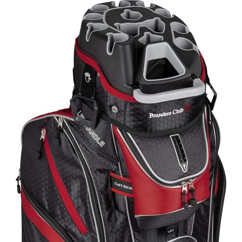  Founders Club Premium Cart Bag with 14 Way Organizer Divider Top (Black Red)