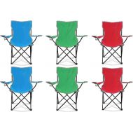 Portable Lightweight Folding Lawn Chair with Cupholder for Camping, Sporting Events, and Tailgating, Multicolor (6 Pack)