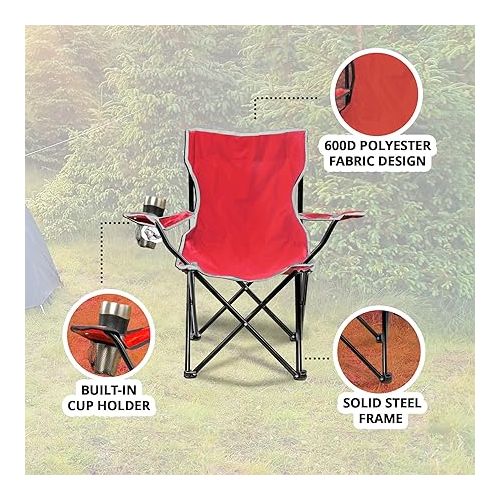  Portable Lightweight Folding Lawn Chair with Cupholder for Camping, Sporting Events, and Tailgating, Multicolor (6 Pack)