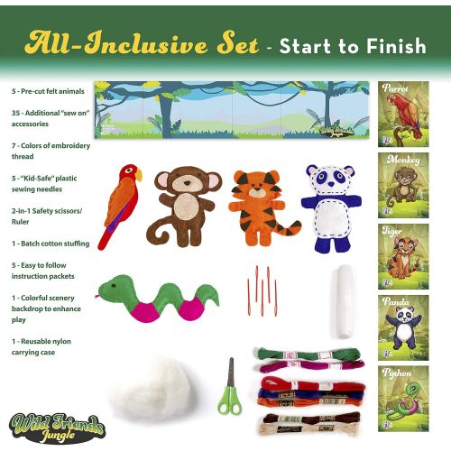  [아마존베스트]Four Seasons Crafting Kids Sewing Kit and Animal Crafts - Fun DIY Kid Craft and Sew Kits for Girls and Boys 120 Piece Set