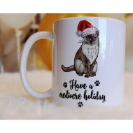 FourLetterWordCards Christmas Gift, Holiday Gift for Her, Gift for Him, Cat Lover Gift, Cat Coffee Mug, Funny Coffee Cup, Siamese Cat, Gift for Coworker, White