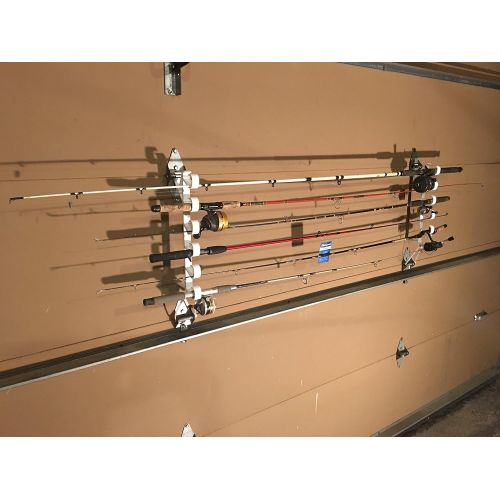  Fourth Wall Solutions CuteExpress Garage Storage Rack for Garage Doors with Hooks for Fishing Rods, Kayak Paddles and Light Garden Tools