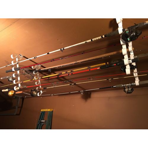  Fourth Wall Solutions CuteExpress Garage Storage Rack for Garage Doors with Hooks for Fishing Rods, Kayak Paddles and Light Garden Tools