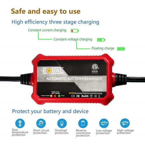  [아마존핫딜][아마존 핫딜] FOVAL Foval Automatic Trickle Battery Charger 12V 1000mA Smart Battery Charger