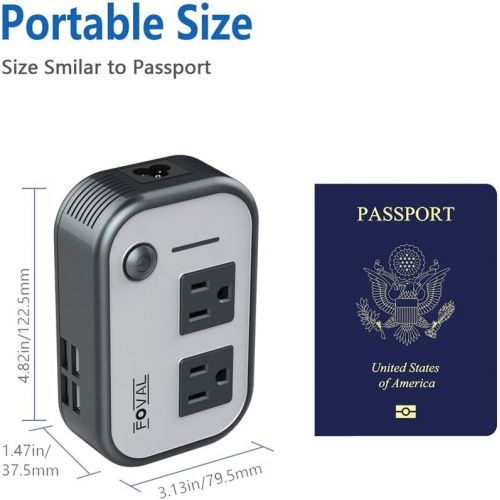  [아마존핫딜][아마존 핫딜] FOVAL Foval Power Step Down 220V to 110V Voltage Converter with 4-Port USB International Travel Adapter for UK European Etc - [Use for US appliances Overseas]