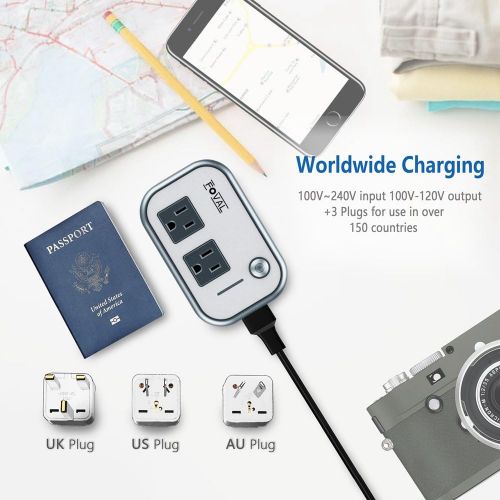  [아마존핫딜][아마존 핫딜] FOVAL Foval Power Step Down 220V to 110V Voltage Converter with 4-Port USB International Travel Adapter for UK European Etc - [Use for US appliances Overseas]