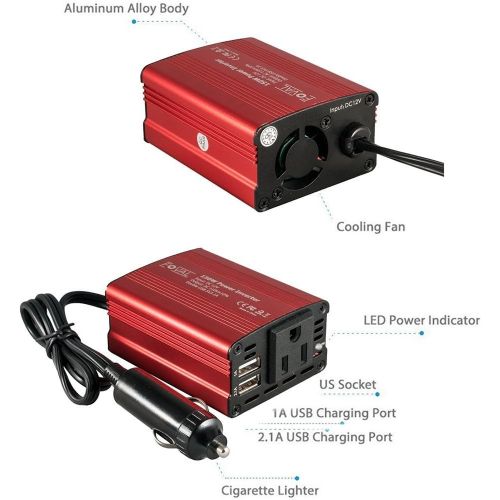  [아마존베스트]Foval 150W Car Power Inverter DC 12V to 110V AC Converter with 3.1A Dual USB Car Charger