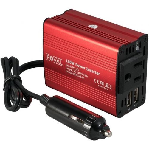  [아마존베스트]Foval 150W Car Power Inverter DC 12V to 110V AC Converter with 3.1A Dual USB Car Charger