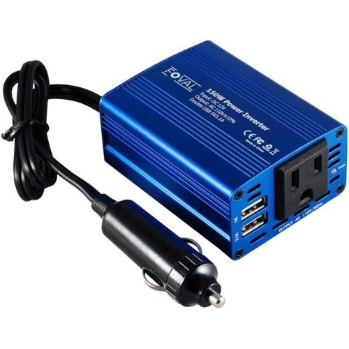  [아마존베스트]FOVAL Foval 150W Power Inverter DC 12V to 110V AC Converter with 3.1A Dual USB Car Charger