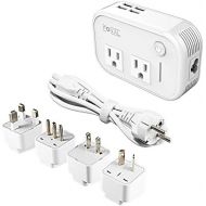 [아마존베스트]FOVAL Foval International Travel Adapter Power Step Down 220v to 110v Voltage Converter with 4-port USB in UK European Italy Asia more than 150 Countries over the World