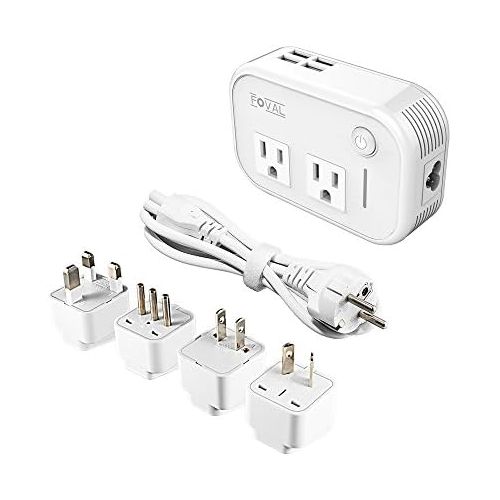  [아마존베스트]FOVAL Foval International Travel Adapter Power Step Down 220v to 110v Voltage Converter with 4-port USB in UK European Italy Asia more than 150 Countries over the World