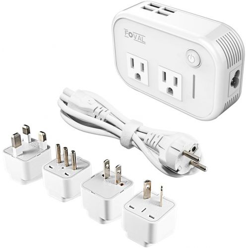  [아마존베스트]FOVAL Foval International Travel Adapter Power Step Down 220v to 110v Voltage Converter with 4-port USB in UK European Italy Asia more than 150 Countries over the World