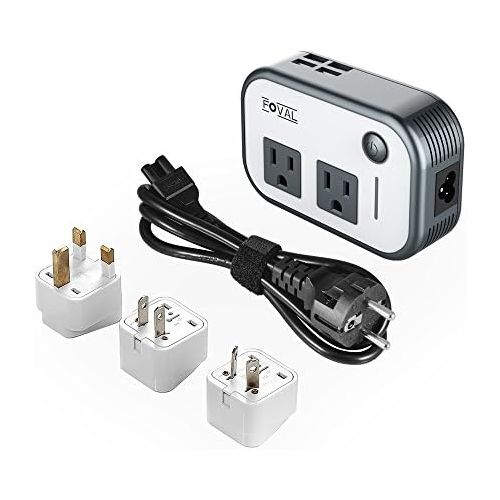  [아마존베스트]FOVAL Foval Power Step Down 220V to 110V Voltage Converter with 4-Port USB International Travel Adapter for UK European Etc - [Use for US appliances Overseas]