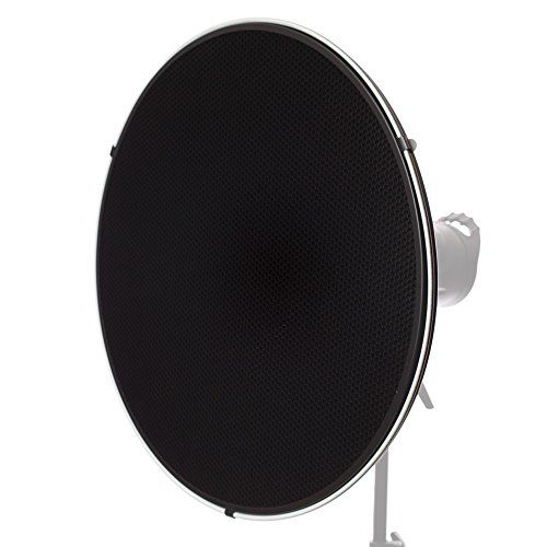  Fovitec 22 inches/56 Centimeters Alien Bees Mount Aluminum Beauty Dish with Honeycomb Grid and White Diffuser Sock for Bowens Mount Studio Strobe Flash Light