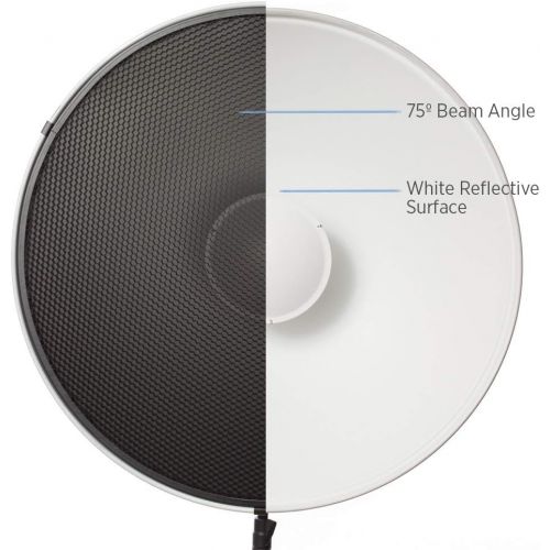  Fovitec 22 inches/56 Centimeters Alien Bees Mount Aluminum Beauty Dish with Honeycomb Grid and White Diffuser Sock for Bowens Mount Studio Strobe Flash Light